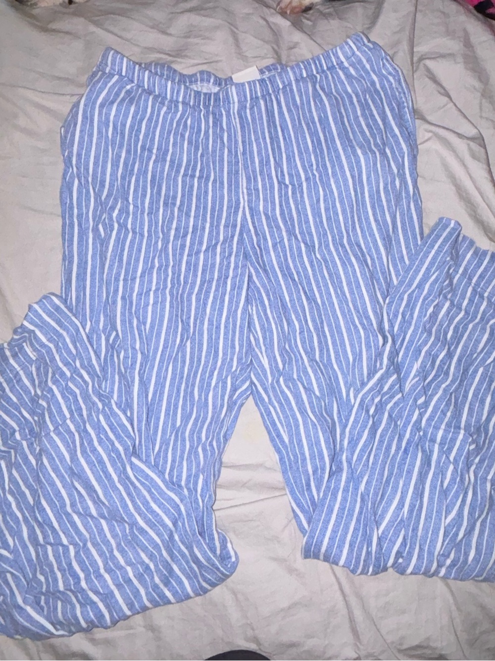 a new day Blue & White Striped Wide Leg Lounge Pants